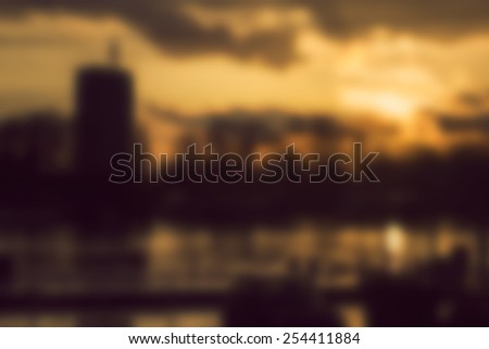 Blurred sunset background. Toned photo