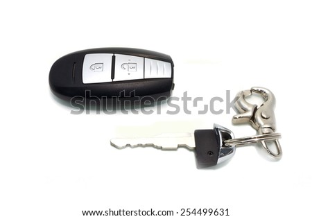 car key with remote control on white