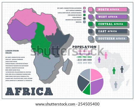 Infographics. population. Map of Africa. Vector.