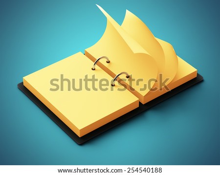 Yellow Paper Agenda isolated on blue background