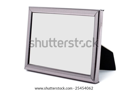 Empty metal picture photo frame isolated on white background