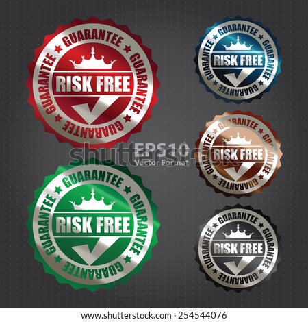 vector : metallic risk free guarantee sticker, banner, sign, icon, label
