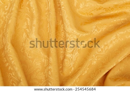 Gold damask floral tapestry wavy texture background