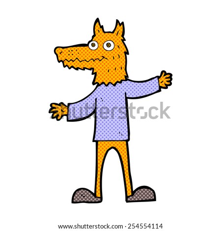 retro comic book style cartoon fox man