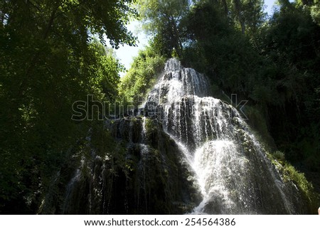 Waterfall in the Monasterio de Piedra, Spain  Royalty-Free Stock Photo #254564386
