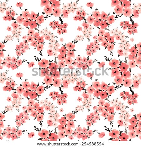 seamless pattern Watercolor blossoming branch