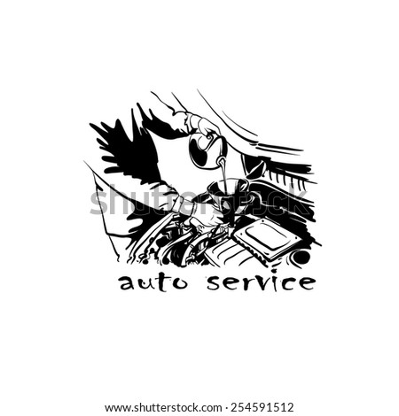 Auto service silhouette abstract, vector illustration