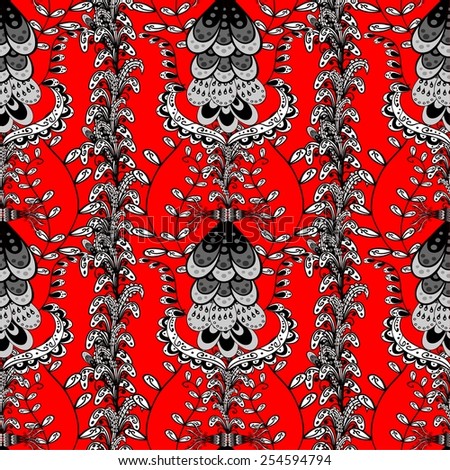 vector seamless abstract floral pattern on red background