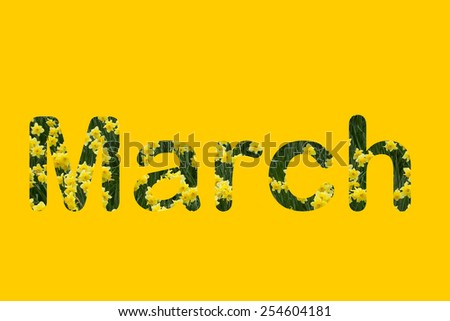 March in  daffodils with yellow background
