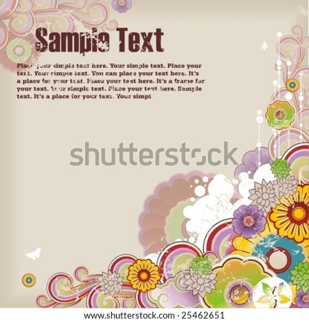 grunge background with floral ornament and free space for your text