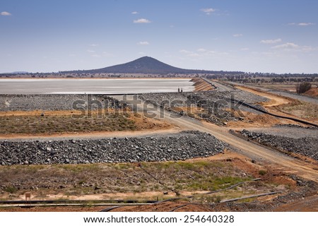 Gold ore slurry pit. Barrick Cowal Gold Mine in New South Wales,  Australia. 