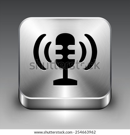 Microphone on Silver Square Button