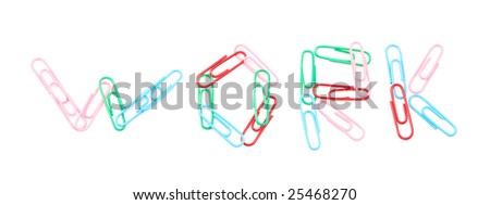 Many paperclips on the white background