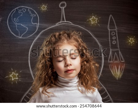 beauty child at the blackboard