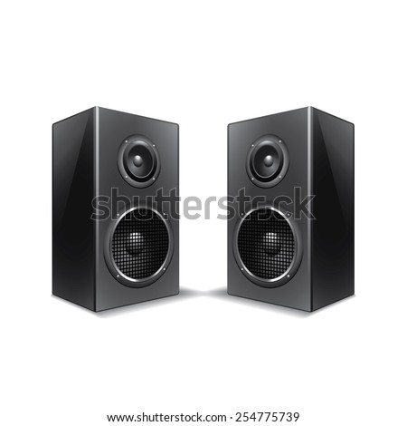 Speakers isolated on white photo-realistic vector illustration Royalty-Free Stock Photo #254775739