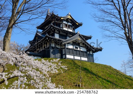 Cherry blossoms at the Takada Park and the Takada Castle in Joetsu city, Niigata, Japan Royalty-Free Stock Photo #254788762