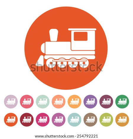 The train icon. Travel symbol. Flat Vector illustration. Button Set