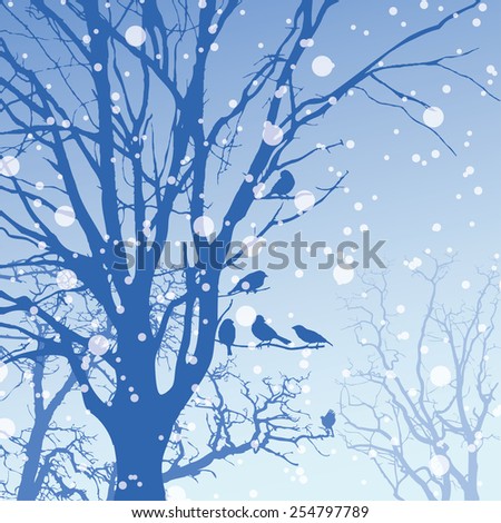 Vector panorama of wild coniferous winter forest with pines