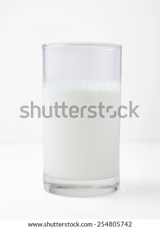 glass milk on white background, 