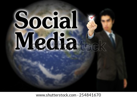 Business man with the text Social Media in a concept image