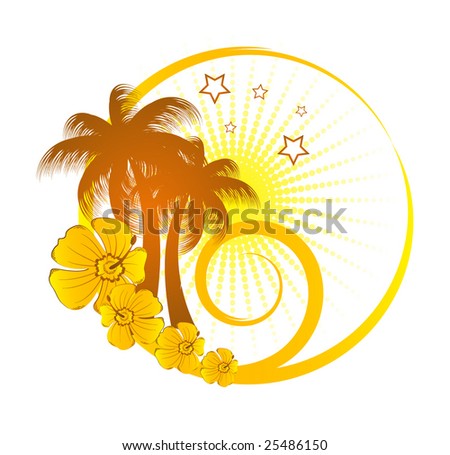 palm and flowers