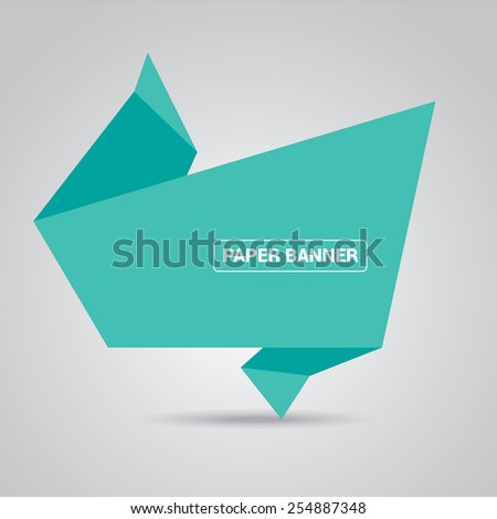 turquoise origami paper speech bubble or web banner .vector illustration