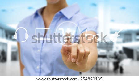 Woman using digital interface to shop online