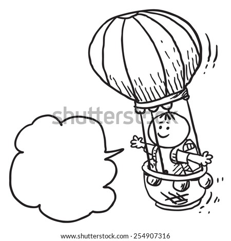 Schoolkid in air balloon speaking