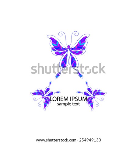 Butterfly simbol template. Logo. Page design.