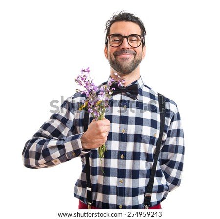Posh boy with flowers