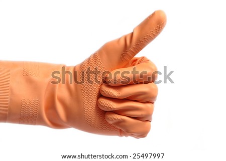 housework is ready with a rubber glove
