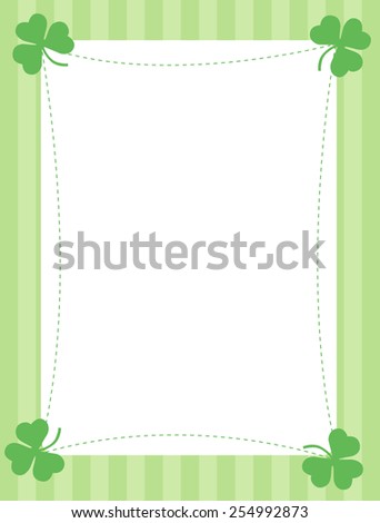 Green clover st. Patrick's Day Background / Border with green stripes background
