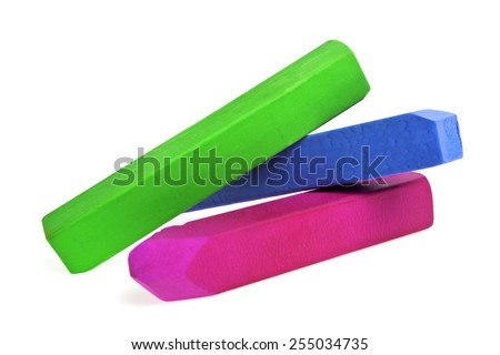 Colorful chalks on a white background