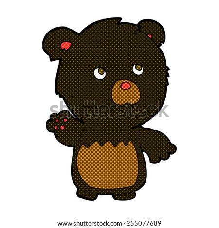retro comic book style cartoon black teddy bear