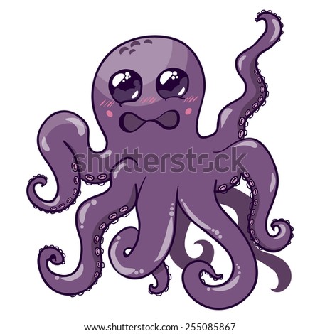 Illustration of a purple octopus isolated on white background
