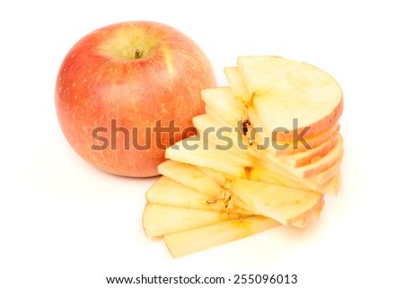 Slices of apple isolated on white background 
