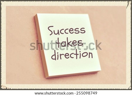 Text success takes direction on the short note texture background