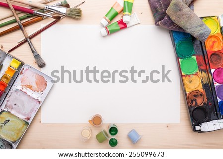 Different objects, related to painting and drawing