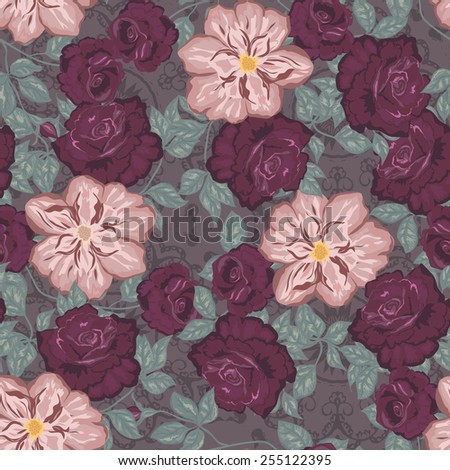 Seamless floral pattern, flower vector illustration