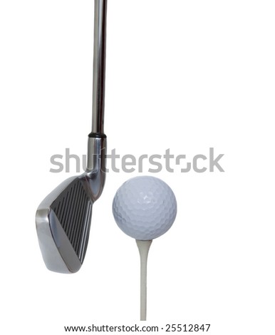 golf club and ball isolated against white background
