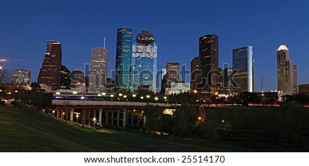View on downtown Houston from the Bayou