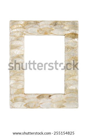 nacreous shell picture frame, isolated on white