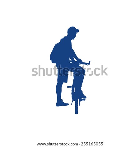 Cyclist silhouette isolated on a white background