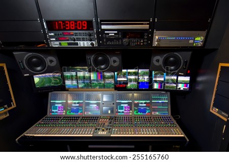 The control panel in the studio recording
