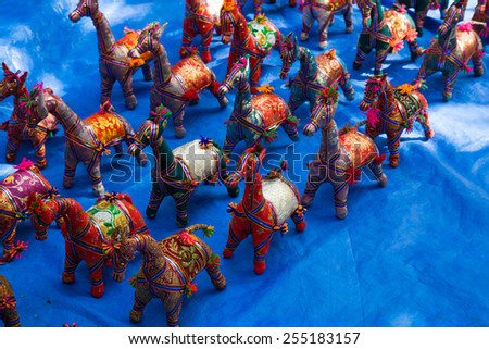 Traditional Indian toy horses made out of textile