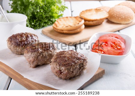 Ingredients for homemade hamburger 