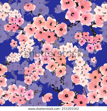 Seamless pattern of beautiful flowers