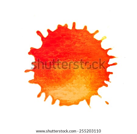 Orange colorful Watercolor splatters. Vector illustration. 