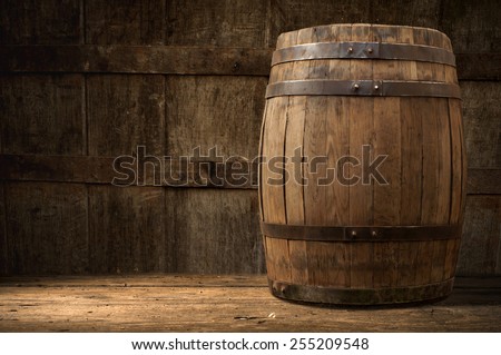 wooden barrel Royalty-Free Stock Photo #255209548