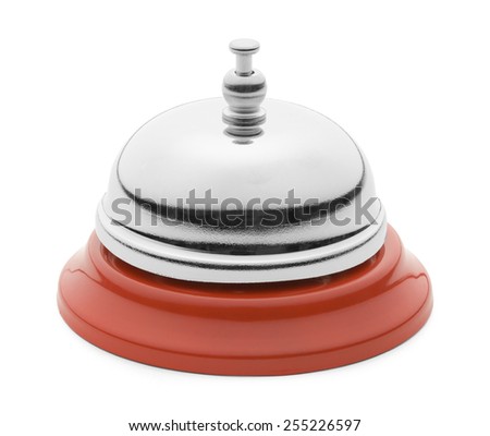 New Shiny Service Bell From the Side View Isolated on a White Background.